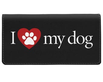 I Love My Dog Checkbook Cover One Size Red White Black Dog Lover Gift Check Book Pocket, Check Book Cover, Checkbook Case, Check book Holder