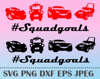 SVG Squadgoals Lightning McQueen CARS3 Vector Layered Cut File Silhouette Cameo Cricut Design Template Stencil Vinyl Decal Tshirt Transfer