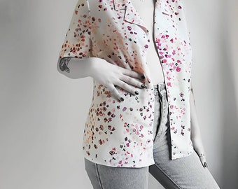 Vintage 80's graphic flower print blouse