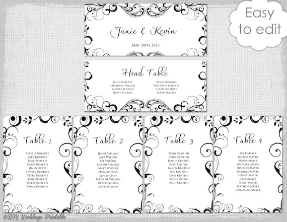 Wedding Seating Chart Template Word