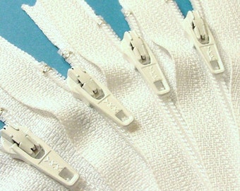 SALE Wholesale Fifty 8 Inch White YKK Zippers Color 501
