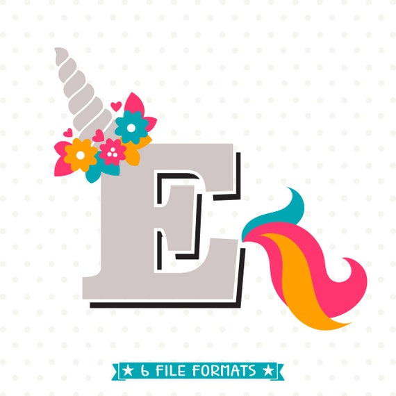 Download Letter E SVG cut file Girls Monogram HTV design Unicorn