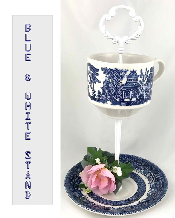 Teacup Jewelry Stand Blue and White Tea Cup Saucer Teacup