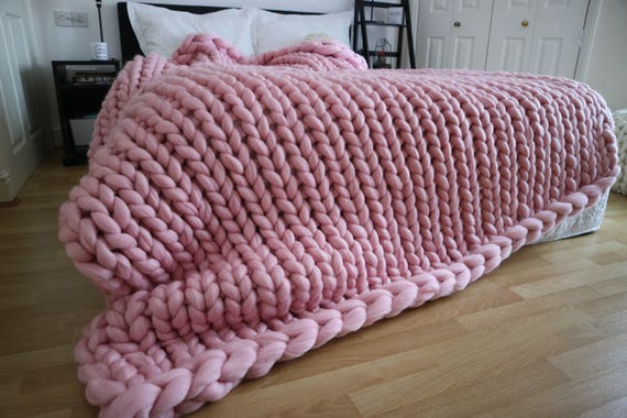 Chunky Knit Blanket Pink Chunky Knit Throw Pink Blanket 