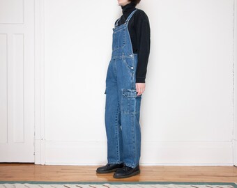 90s Basic Denim Overalls with Cargo Pocket / Size Medium / 8-10