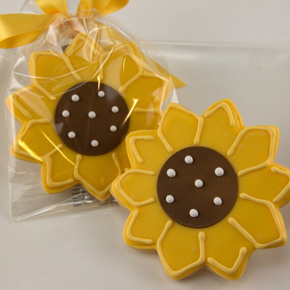 Items Similar To Sunflower Cookies 12 Decorated Sugar Cookie Favors   Il 570xN.1039761044 Kdyk 