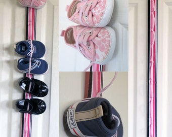 Hanging Baby Shoe Organizer with Elastic - Store 9 pairs of shoes - 342 Color Combinations
