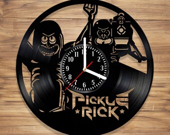 Pickle Rick Vinyl Wall Clock Rick and Morty Sanchez Adult Animated Comedy Perfect Decorate Home Style UNIQUE GIFT idea Him Her (12 inches)
