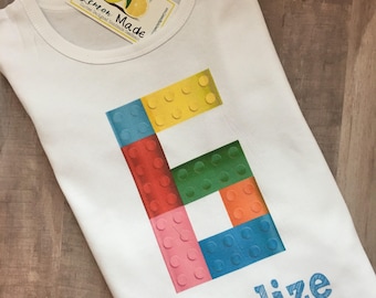 Lego Birthday Shirt with name and number boy or girl
