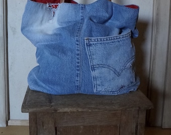 Jeans bag, denim bag, canvas bag, denim tote, shopping bag, handbag, shoulder bag, crossbody bag, levis denim, upcycled jeans,