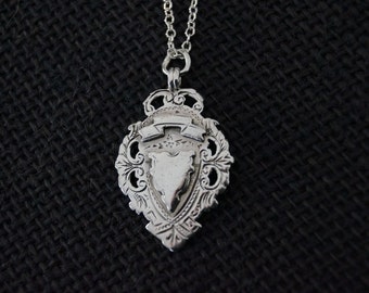Vintage Sterling Silver Fob Medal - Antique Silver Medal - 1900 Sterling Silver Silver Fob Medal - Victorian Necklace - Antique Medal