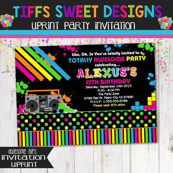80's Party Invitation 80s Party Eighties Party Retro