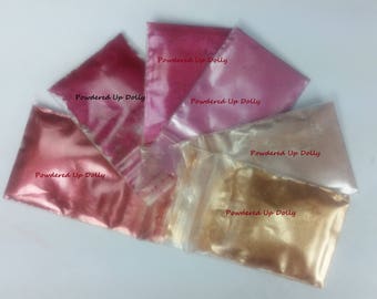 6 Sample Powder Mica Soap Making Cosmetic Slime Pigment Shimmers Burgundy Red Hot PINK FUCHSIA Pink MOCHA Bronze 1g Each or 10 Gram