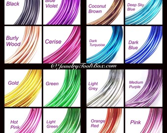 Aluminum Wire, 2mm Round, 12 Gauge, 18 Feet, 6 Meters, 20 Colors, Choose Your Color, Anodized Permanent Colors, Wire Whimsy Wire