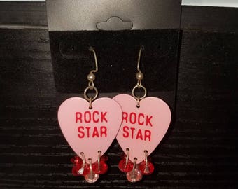 Rock star guitar pick earrings