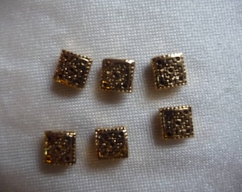 Bead, antiqued gold-plated pewter (tin-based alloy), 6x6mm Aztec square. Sold per pack of 6 beads.