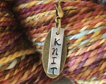 Hand stamped "KNIT" Progress Keeper