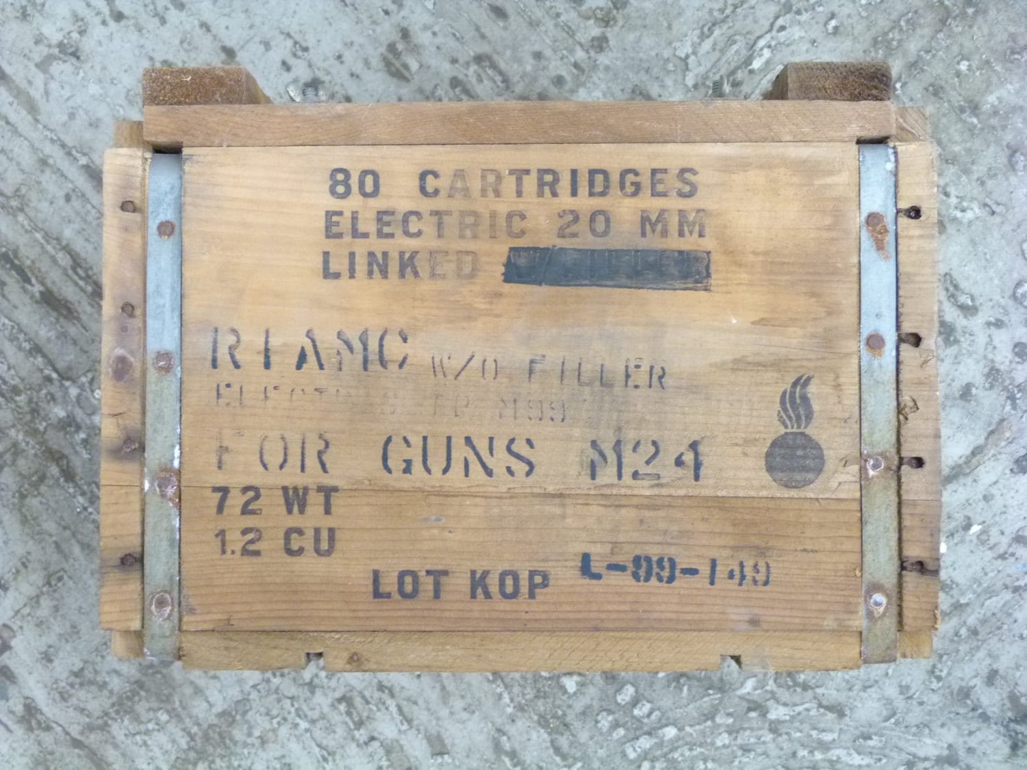 Original US Army Ammunition Wooden Crate GREAT MARKINGS box