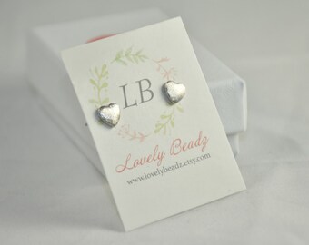 Heart studs, Cute heart earrings, Silver heart studs, Silver heart earrings, Heart silver earrings, Tiny heart earrings