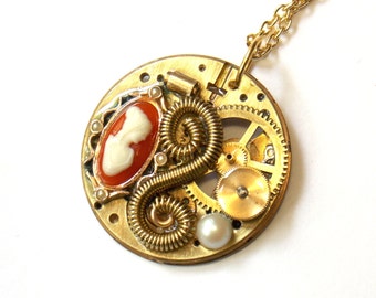 Victorian Cameo Steampunk Necklace "Steampunk Memories"