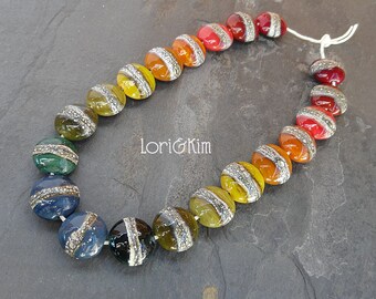 Autumnal Spectrum Lentils - SRA handmade glass lampwork beads Lori&Kim