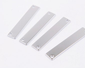 MARKDOWNS, Bar charm, A16-S1, 20 pcs, 2 holes, 36x7mm, Matte rhodium plated brass, Necklace / Bracelet stamping bar, Brass blank tags