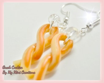 Traditional Greek Cookie Earrings, Miniature food jewelry, Miniature food