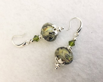 20% off St Patricks Day Sale, earrings, glass, bead, lampwork, crystal, silver, original, handmade, gift, Sassy Shack Designs, jewelry,,