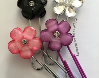 Flower Planner Clips for plum paper filofax ec planners and notebooks