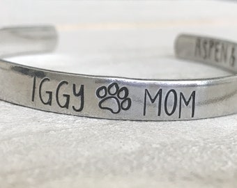 Italian greyhound Dog mom Dog lovers bracelet Hand stamped cuff Dog lover gift Custom jewelry Dog mom gift Mothers day Custom stamped cuff