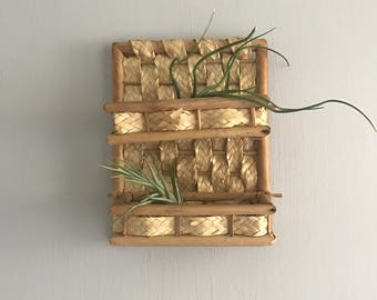 Small Wicker Woven Hanging Folding Shelf