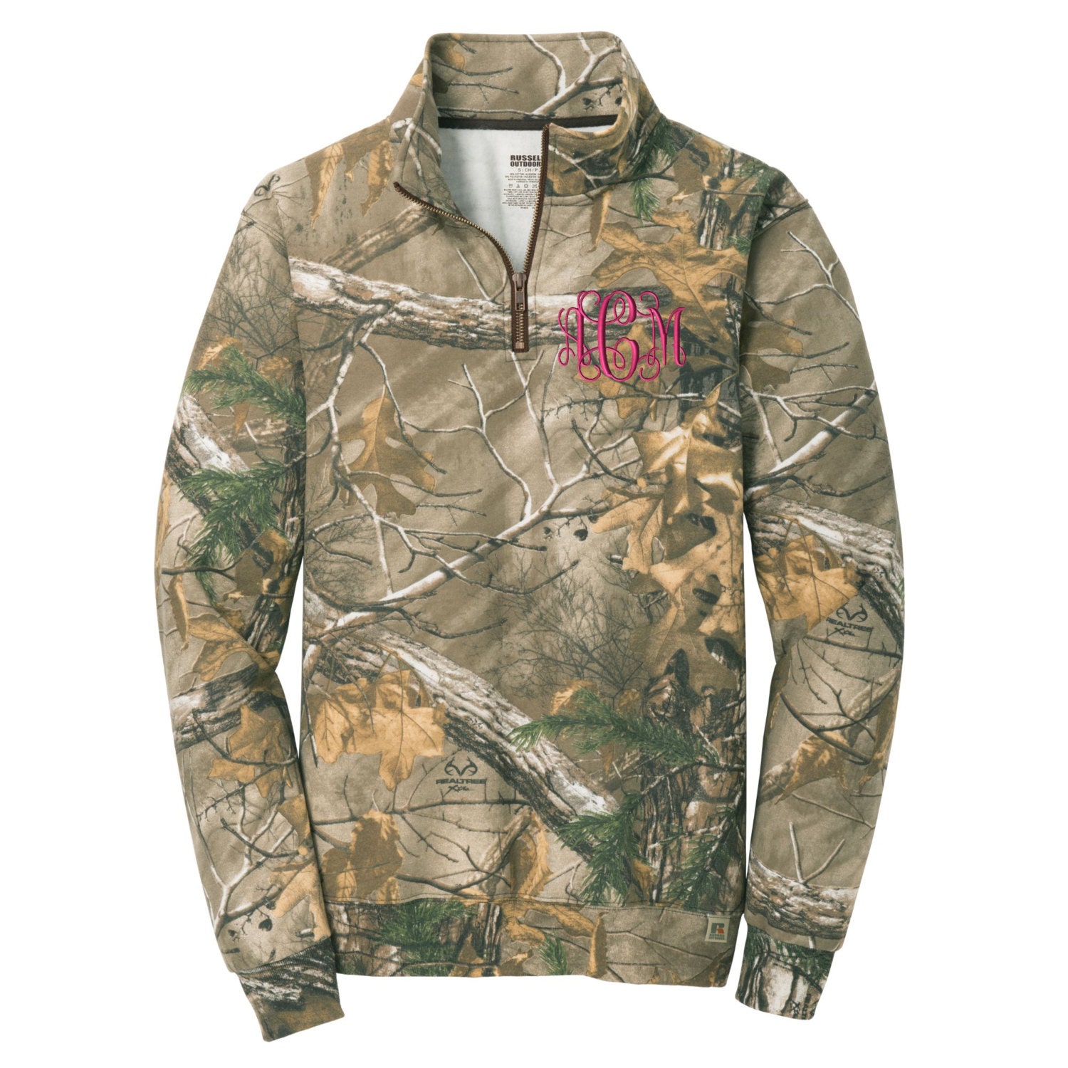 Monogrammed Camo Quarter Zip Pullover. Camo Quarter Zip