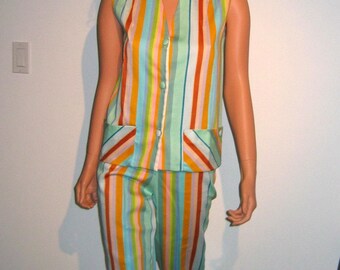 Pedal Pushers and Top SET, NEVER Worn Rockabilly, Pedal Pushers, Capri Pants, Swing. Vintage 1960.