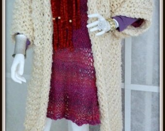 SWEATER WOMANS KNITTED Oversized Long Cardigan Coat Bulky Wide Sleeves