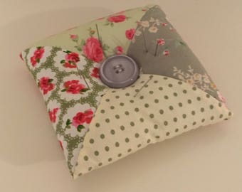Vintage Green Floral Patchwork Pin Cushion