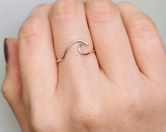 Sterling Silver Wave Ring, Silver wave ring, Wave ring, Wire ring, Ocean ring, Silver ring, Surfer ring, Wave wire ring, Adjustable ring