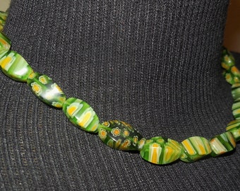 Necklace Beaded Green Vintage Jewelry