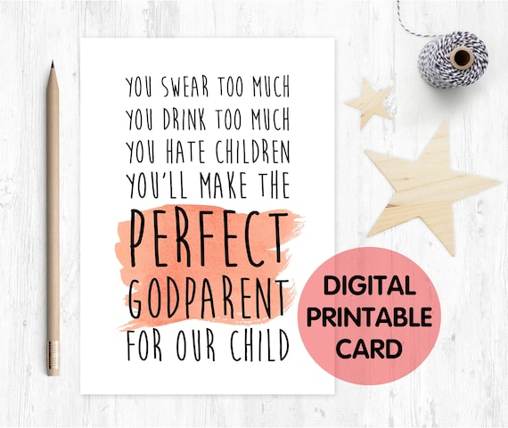 funny will you be my godmother card, godmother card, printable godmother card, godmother proposal printable,
