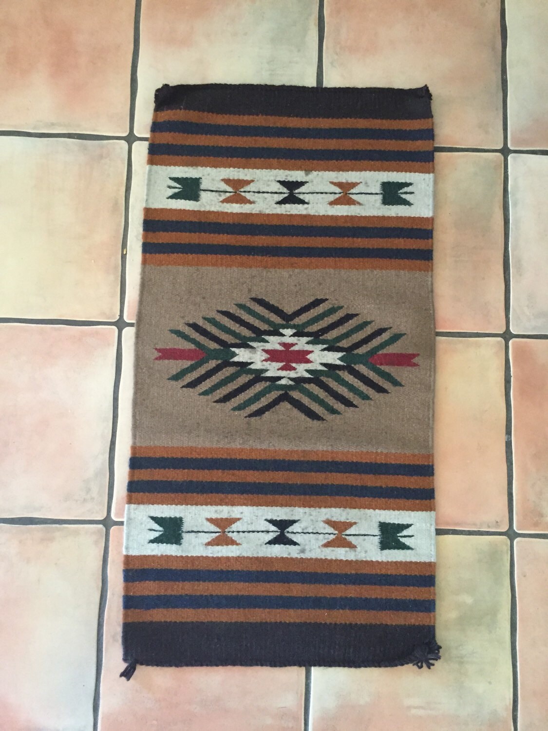 Vintage Mexican rug Vintage Zapotec rug wool woven rug