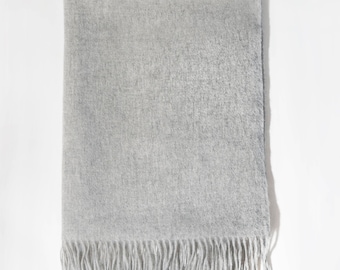 100% wool oversized scarf- light grey