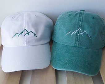 Monogrammed hat, Logo Hats, Leather Strap hat, Monogrammed logo hat, Mountain logo
