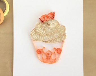 Quilling Paper Orange Cupcake Home Decor, Creamsicle Cake, Dreamsicle Cupcake, Orangesicle Decor, Citrus Cake Decor, Cupcake Kitchen Art