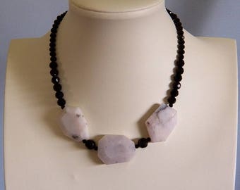 Natural Pink Opal Large Freeform Beaded Necklace