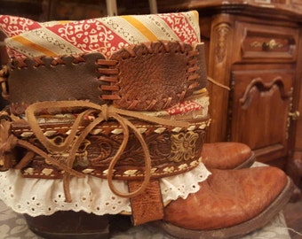 Boho boots, Ankle boots, Upcycled REWORKED boots, boho COWBOY BOOTS - custom boho boots - festival boots - gypsy boots