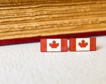 Canadian Flag Studs, Laser Cut Acrylic Earrings, Canada Pride Canadiana, National Symbol, Red White Earrings, Canada Day Jewelry