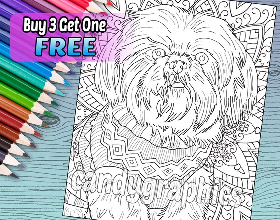 Download Shih Tzu Adult Coloring Book Page Printable Instant