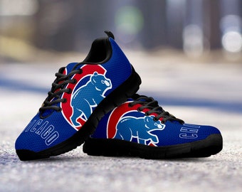 Chicago Cubs Fan Unofficial Custom Black Shoes/Sneakers/Trainers - Ladies + Mens Sizes