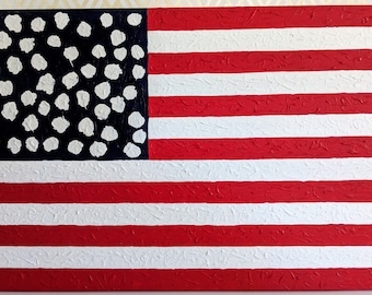 Large Original Textured American Flag Painting