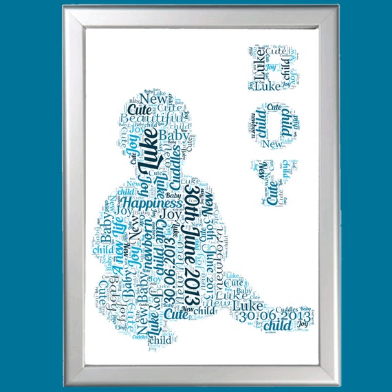 Personalized New Baby Boy Word Art Cloud