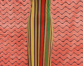 1970s Racer back striped maxi dress